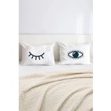 Hediyenza Göz Kırpan Pamuklu Çift Kişilik 50x70 cm Yastık Kılıfı Seti