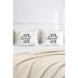 Hediyenza Home Sweet Home Pamuklu Çift Kişilik 50X70 cm Yastık Kılıfı Seti - 50 x 70 cm - Beyaz