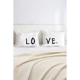 Hediyenza Lo-Ve Pamuklu Çift Kişilik 50X70 cm Yastık Kılıfı Seti - 50 x 70 cm - Beyaz