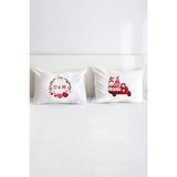 Hediyenza Love / Aşk Pamuklu Çift Kişilik 50X70 cm Yastık Kılıfı Seti - 50 x 70 cm - Beyaz