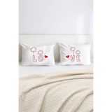 Hediyenza Love Aşk Pamuklu Çift Kişilik 50x70 cm Yastık Kılıfı Seti