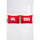 Hediyenza Love You - Me Too Pamuklu Çift Kişilik 50x70 cm Yastık Kılıfı Seti