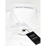 Hediyenza Ömür Boyu Yakandayım Baskılı Erkek Beyaz Slim Fit Gömlek - XL