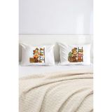 Hediyenza Sonbahar Gnomes Pumpkin Fall Pamuklu Çift Kişilik 50X70 cm Yastık Kılıfı Seti - 50 x 70 cm - Beyaz