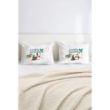 Hediyenza Yeni Yıl Mery Christmas Penguenler Pamuklu Çift Kişilik 50X70 cm Yastık Kılıfı Seti - 50 x 70 cm - Beyaz