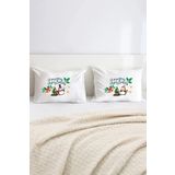 Hediyenza Yeni Yıl Mery Christmas Penguenler Pamuklu Çift Kişilik 50x70 cm Yastık Kılıfı Seti