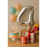 hediyeofisi 100 Cm Gümüş Gri Büyük Boy Folyo 0 Rakam Balon 40inc