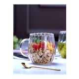 hediyeofisi 300 ml Çizgili Desenli Isıya Dayanıklı Cam Kupa Kulplu Bardak Kahve Boncuk Bardak Üzüm Bardak