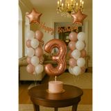 hediyeofisi Rose Gold Konsepti 3 Yaş Doğum Günü Seti Rakam Ve Yıldız Folyo Balon Banner Ve 24 Adet Balon Ve Pul
