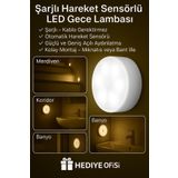 hediyeofisi Şarjlı Hareket Sensörlü LED Gece Lambası – Kablosuz Akıllı Işık – Merdiven Dolap Koridor