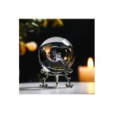 Hediyesahibi Dekoratif Metal Ayaklı Ay Yüzlü Melek Tasarımlı 3D Cam Küre 6cm