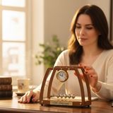 Hediyesahibi Kişiye Özel Isim Yazılı Ahşap Newton's Cradle Masa Saati ve Dekoratif Ofis Aksesuarı - 1