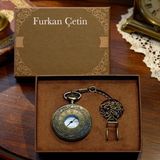 hediyesahibi Kişiye Özel Retro Vintage Roma Rakamı Temalı Köstekli Cep Saati