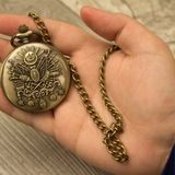 Hediyesahibi Retro Osmanlı Arma Kabartmalı Quartz Köstekli Saat