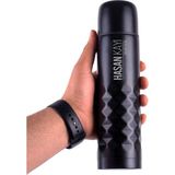 Hediyesec Isim ve Tarihli Çift Katlı Kapaklı Siyah Çelik Termos Matara 0.50 Litre - 500 ml - Füme