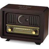Hediyesec Kişiye Özel Nostaljik Ahşap Radyo Ay Yıldız - Kahverengi