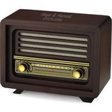Hediyesec Laleli Kişiye Özel Nostaljik Ahşap Radyo - Koyu Kahverengi