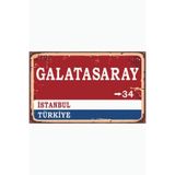 hediyesepetin Galatasaray Yön Tabelası Retro Vintage Ahşap