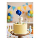 hediyesepetinde Mavi Balonlu Aslan Pasta Süsü – 10 cm Aslan Figürlü Doğum Günü Pasta Dekoru