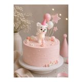 hediyesepetinde Pembe Şapkalı Şişko Ayıcık Pasta Süsü – Sevimli Ayı Cake Topper – Doğum Günü Pasta Dekoru