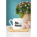 Hedizu Aile Hekimi Doktora Hediye Türk Kahvesi Fincanı Ahşap Altlıklı - 1 Adet - 70 ml - Beyaz