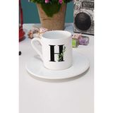Hedizu Botanik H Harfli Türk Kahvesi Fincanı Beyaz - 1 Adet - 70 ml