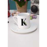 Hedizu Botanik K Harfli Türk Kahvesi Fincanı Beyaz - 1 Adet - 70 ml
