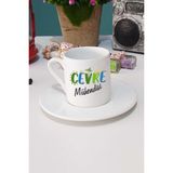 Hedizu Çevre Mühendisi Hediye Türk Kahvesi Fincanı Beyaz - 1 Adet - 70 ml