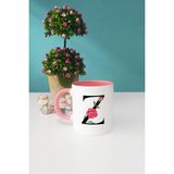 Hedizu Çiçek Desenli Z Harfli Pembe Kupa