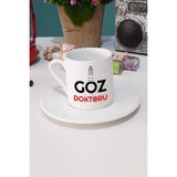 Hedizu Göz Doktoru Hediye Türk Kahvesi Fincanı Beyaz - 1 Adet - 70 ml