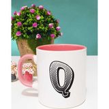 Hedizu Harf Tasarımlı Q Harfli Pembe Kupa