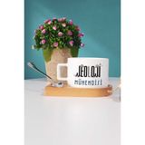 Hedizu Jeoloji Mühendisi Hediye Ahşap Altlıklı Fincan - 1 Adet - 130 ml - Beyaz