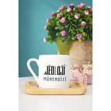 Hedizu Jeoloji Mühendisi Hediye Türk Kahvesi Fincanı Ahşap Altlıklı - 1 Adet - 70 ml - Beyaz
