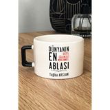 Hedizu Kişiye Özel Abla Lüks Fincan Siyah Ablaya Doğum Günü Hediyesi