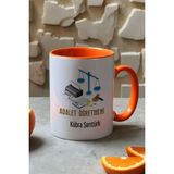 Hedizu Kişiye Özel Adalet Öğretmeni Kupa Bardak Turuncu Öğretmenler Günü Hediyesi