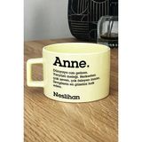 Hedizu Kişiye Özel Anne Pastel Fincan Sarı Isme Özel Anneler Günü Hediyesi