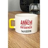 Hedizu Kişiye Özel Annem Birtanemsin Lüks Fincan Sarı Doğum Günü Hediyesi