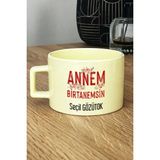 Hedizu Kişiye Özel Annem Birtanemsin Pastel Fincan Sarı Doğum Günü Hediyesi