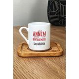 Hedizu Kişiye Özel Annem Birtanemsin Türk Kahvesi Fincanı Ahşap Altlıklı Doğum Günü Hediyesi - Ahşap Rengi