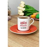 Hedizu Kişiye Özel Annem Birtanemsin Türk Kahvesi Fincanı Turuncu Doğum Günü Hediyesi