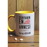 Hedizu Kişiye Özel Anneye Hediye Kupa Bardak Sarı Annelere Doğum Günü Hediyesi