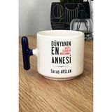Hedizu Kişiye Özel Anneye Hediye Kupa Bardak T Kulplu Lacivert Annelere Doğum Günü Hediyesi