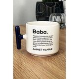Hedizu Kişiye Özel Baba Kupa Bardak T Kulplu Lacivert Isme Özel Babalar Günü Hediyesi