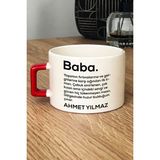 Hedizu Kişiye Özel Baba Lüks Fincan Kırmızı Isme Özel Babalar Günü Hediyesi