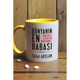 Hedizu Kişiye Özel Babaya Hediye Kupa Bardak Sarı Babalara Doğum Günü Hediyesi