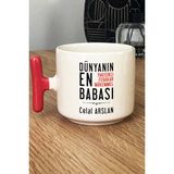 Hedizu Kişiye Özel Babaya Hediye Kupa Bardak T Kulplu Pembe Babalara Doğum Günü Hediyesi
