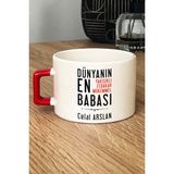 Hedizu Kişiye Özel Babaya Hediye Lüks Fincan Kırmızı Babalara Doğum Günü Hediyesi