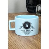 Hedizu Kişiye Özel Baş Harf Isim Soyisim Yazılı Pastel Fincan Mavi Doğum Günü Hediyesi