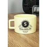 Hedizu Kişiye Özel Baş Harf Isim Soyisim Yazılı Pastel Fincan Sarı Doğum Günü Hediyesi