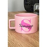 Hedizu Kişiye Özel Baş Harf ve Isim Yazılı Pastel Fincan Pembe Doğum Günü Hediyesi